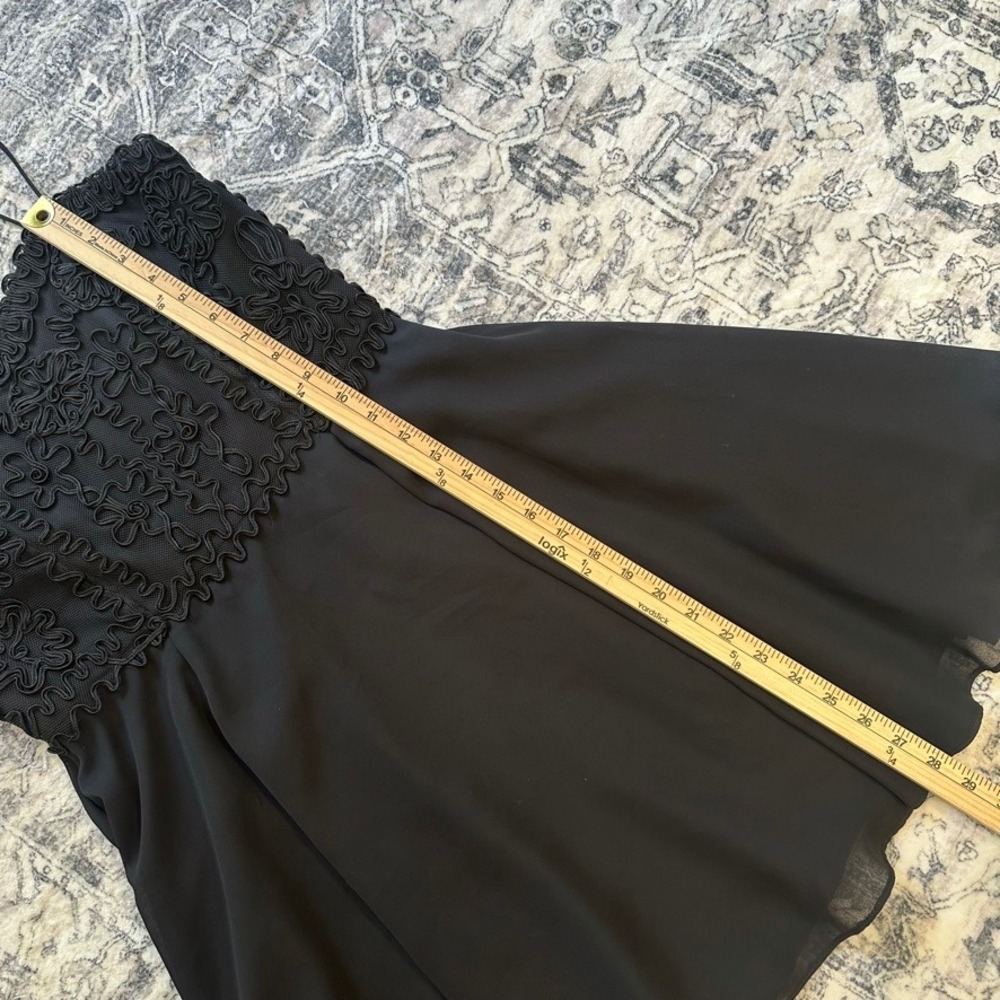 Vintage Faviana Black Soutache Embroidered Chiffon Mini‎ Dress Small - Picture 6 of 8